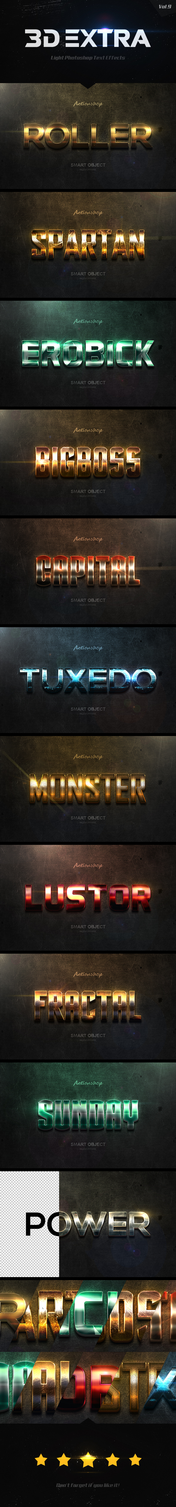 New 3D Extra Light Text Effects Vol.9 - Styles Photoshop