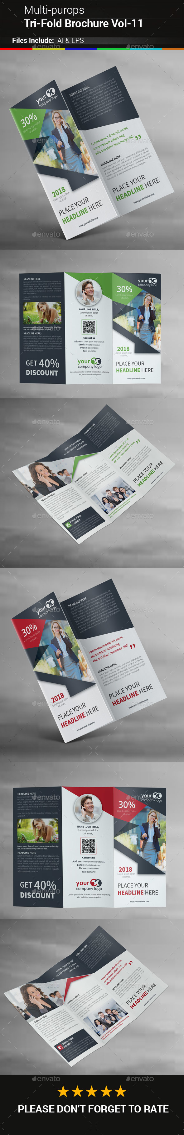 Multipurpose Business Tri-Fold Brochure Vol-11 - Corporate Brochures