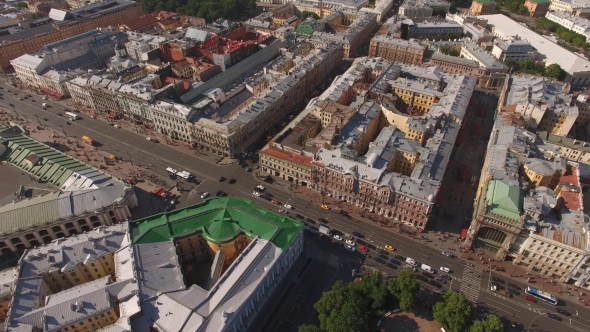 Flying Above City Center of St. Petersburg alt