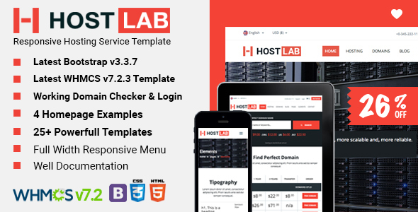 WHMCS + HostLab - Responsive Hosting Service With WHMCS Template - Hosting Technology