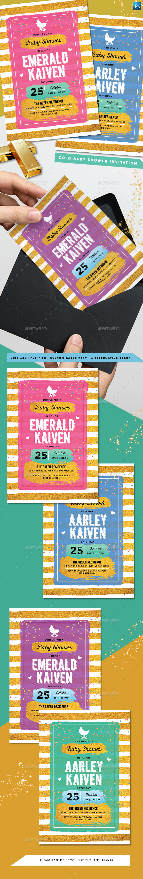 Gold Baby Shower Invitation - Invitations Cards & Invites