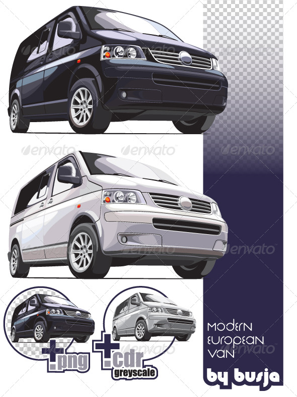 Modern european van - Objects Vectors