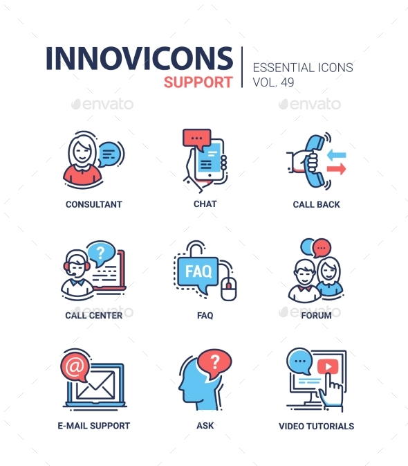 Technical Support - Modern Vector Line Design - Business Icons