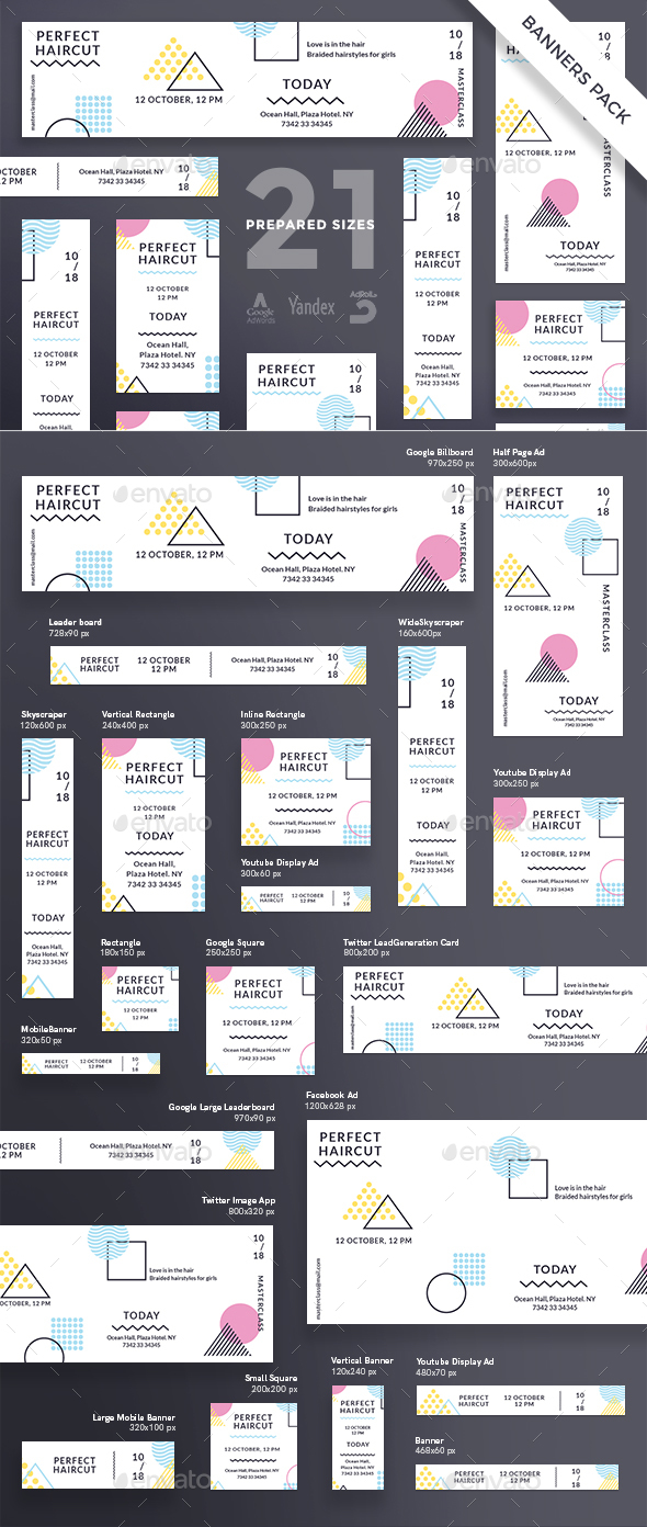 Perfect Haircut Banner Pack - Banners & Ads Web Elements
