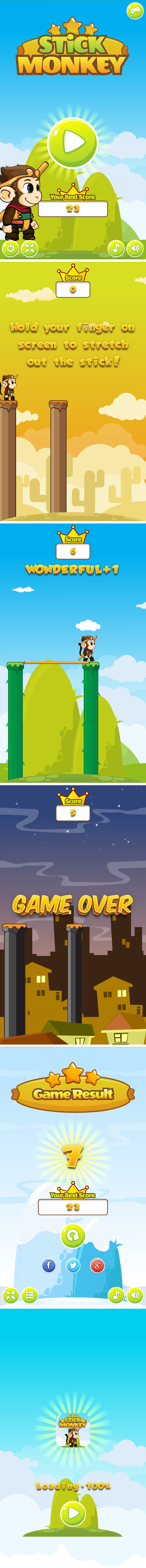 Stick Monkey - HTML5 Game + Mobile Version! (Construct 3 | Construct 2 | Capx) - 3