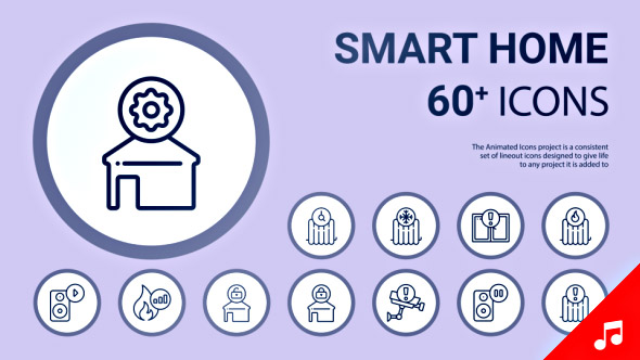 Smart Home Line Icons and Elements