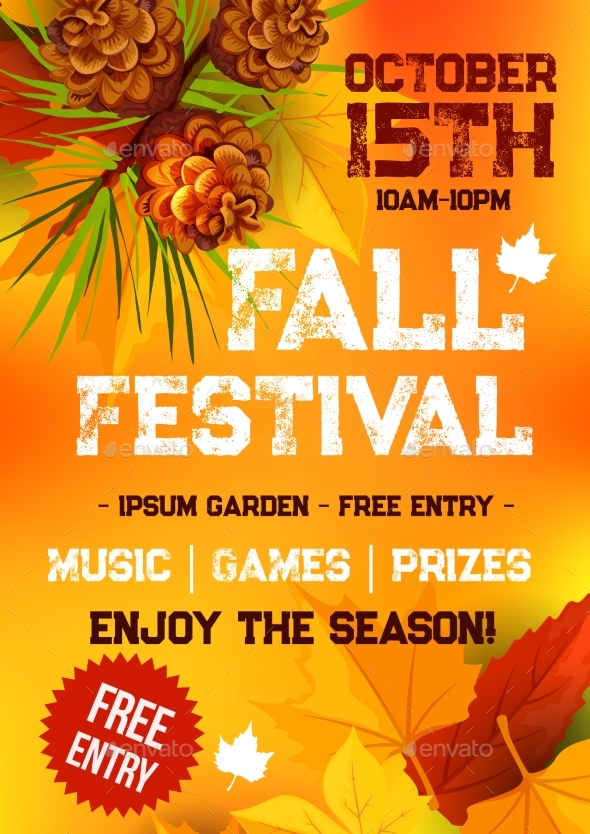 Fall Harvest Festival, Autumn Party Banner Design - Seasons Nature