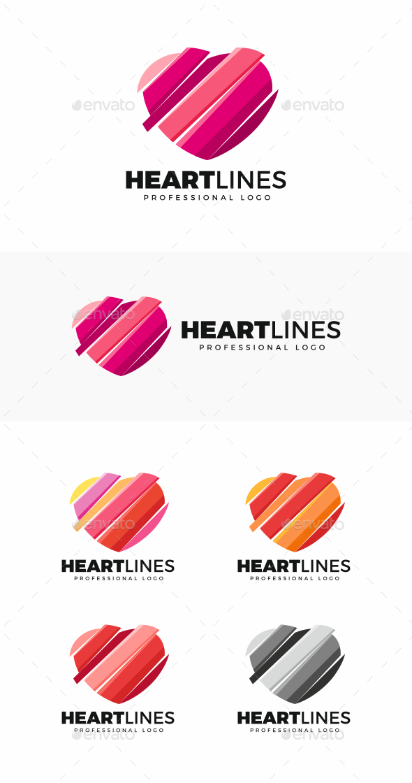 Heart Lines Logo - Symbols Logo Templates