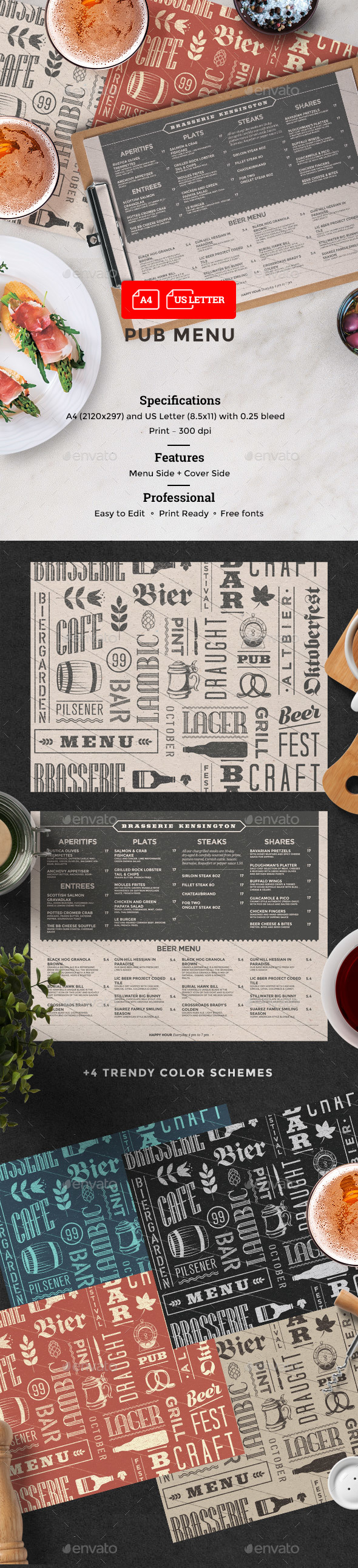 Beer Cafe Menu - Food Menus Print Templates