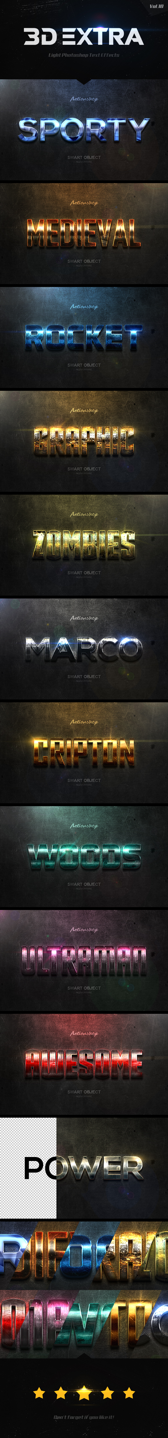 New 3D Extra Light Text Effects Vol.10 - Text Effects Styles