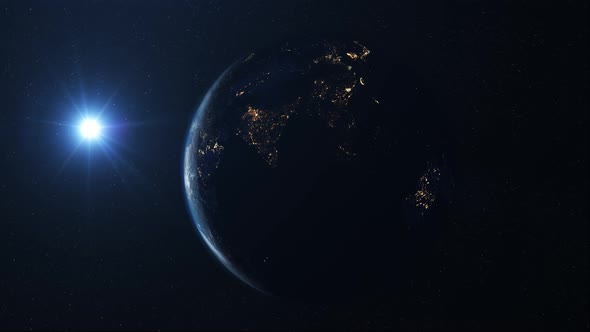 Earth seen from space by night