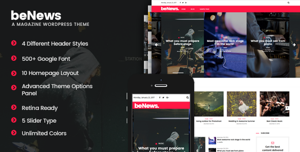 beNews - Magazine WordPress Theme - News / Editorial Blog / Magazine