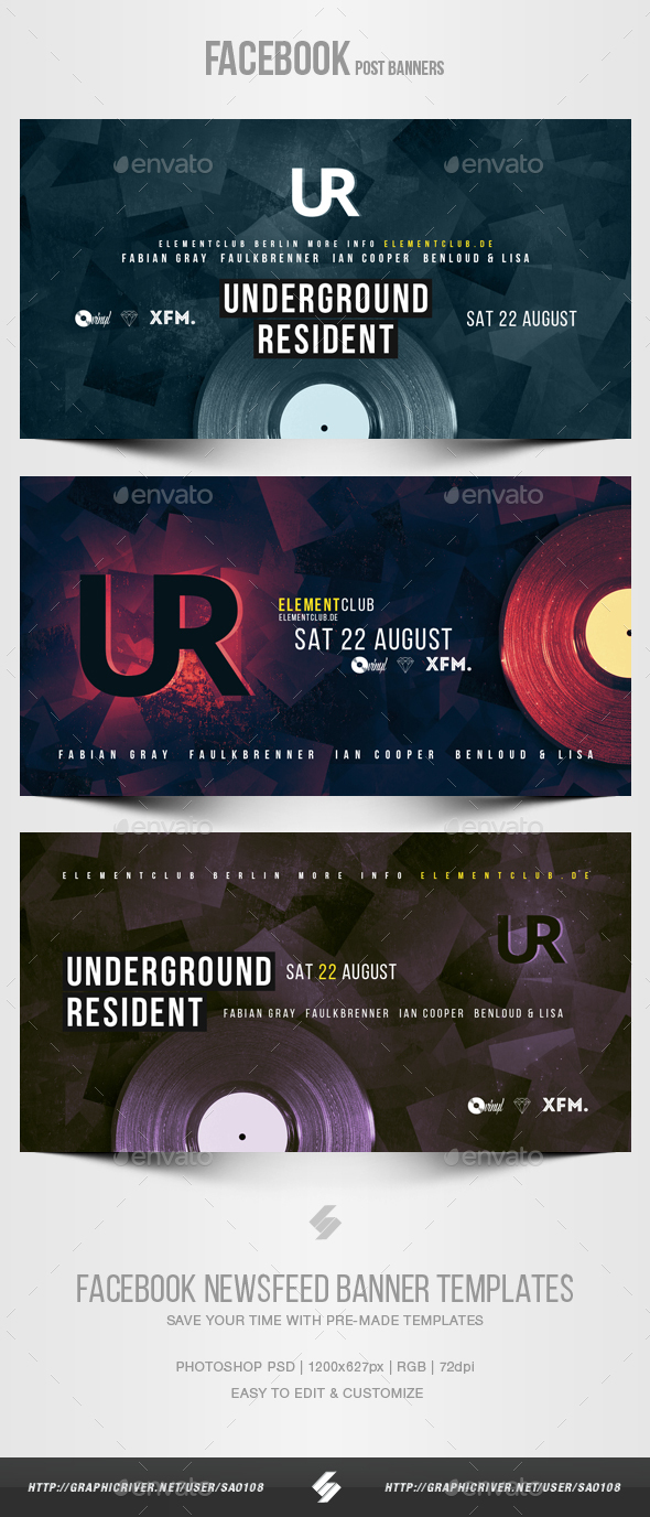 Electronic Music Party vol.28 - Facebook Post Banner Templates - Social Media Web Elements
