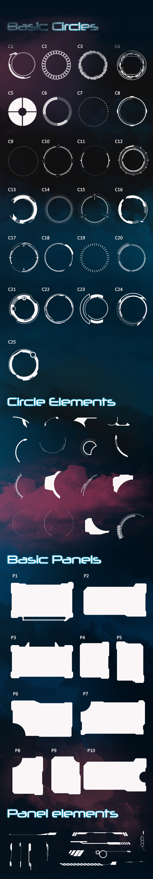 63 Hi-Tech HUD Shapes - Shapes Photoshop