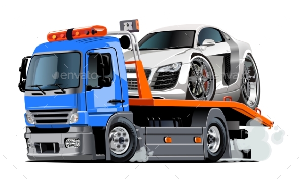 Cartoon Tow Truck - Man-made Objects Objects