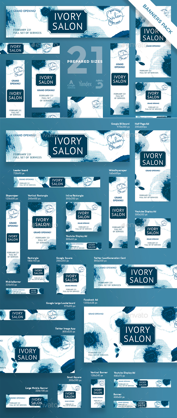 Ivory Salon Banner Pack - Banners & Ads Web Elements