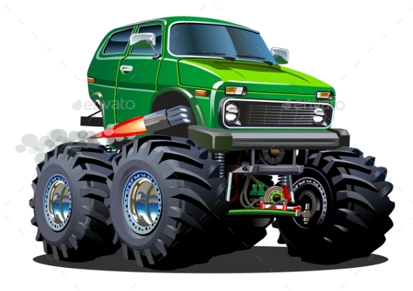 Cartoon Monster Truck - Man-made Objects Objects