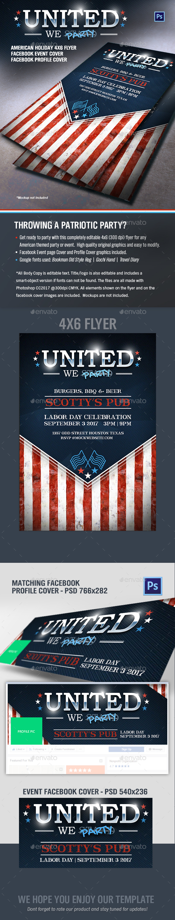 United We Party 4x6 Flyer - Holidays Events