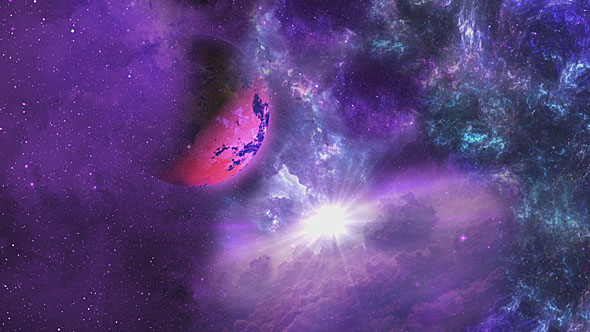 Space Nebula and Planet with the Shine Star on Background