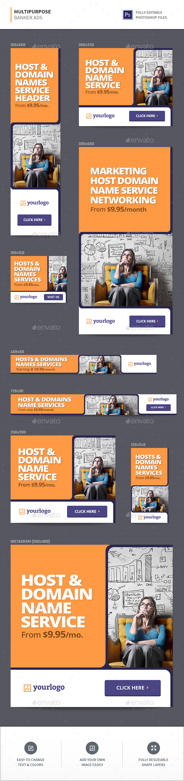 Multipurpose Web Banners - Banners & Ads Web Elements