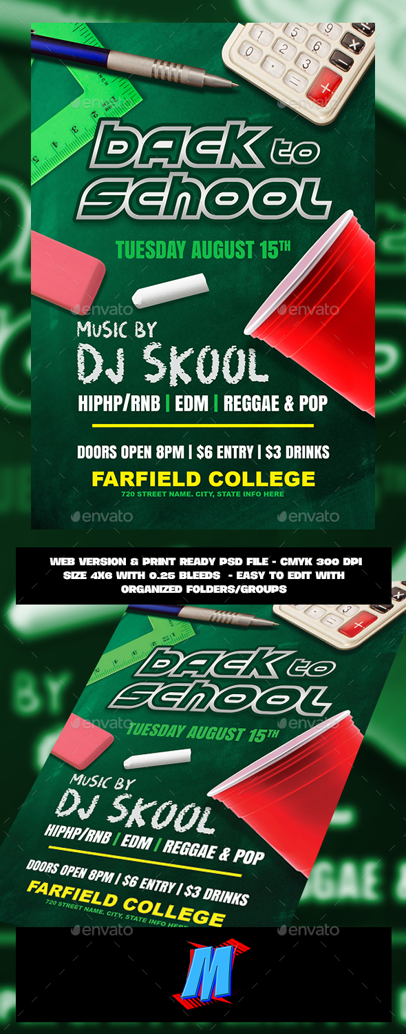Back To School Flyer Template - Clubs & Parties Events