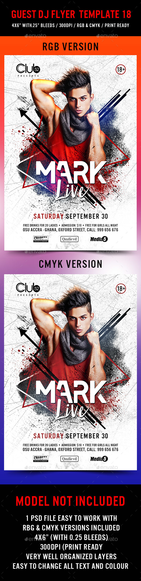 Guest DJ Flyer Template 18 - Clubs & Parties Events