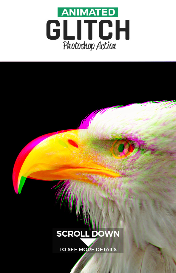Glitch Animated Action - Actions Photoshop