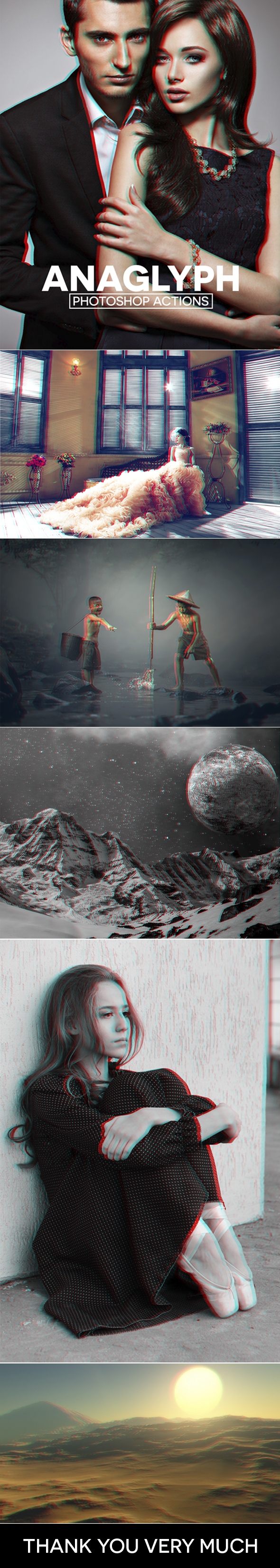 3D Red/Cyan Anaglyph Photoshop Actions - Photo Effects Actions