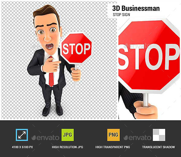GraphicRiver 3D Businessman Stop Sign 20474645 GraphicRiver 3D Businessman Stop Sign 20474645