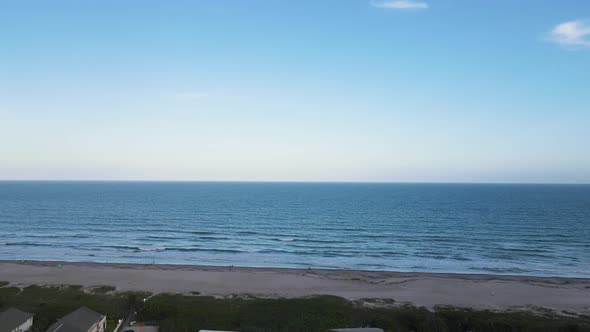 Serene Oceanscape Scene of Cocoa Beach in Florida, Aerial Establisher alt