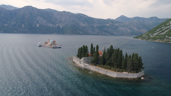 Aerial View of St. George Island Near Perast alt