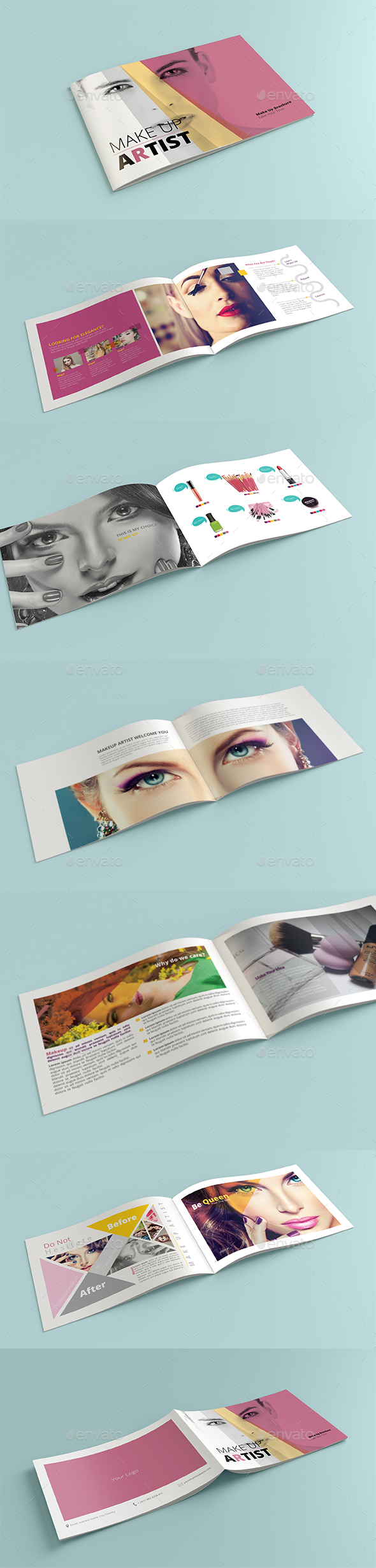 Brochure Makeup Artist landscape A5 - Brochures Print Templates