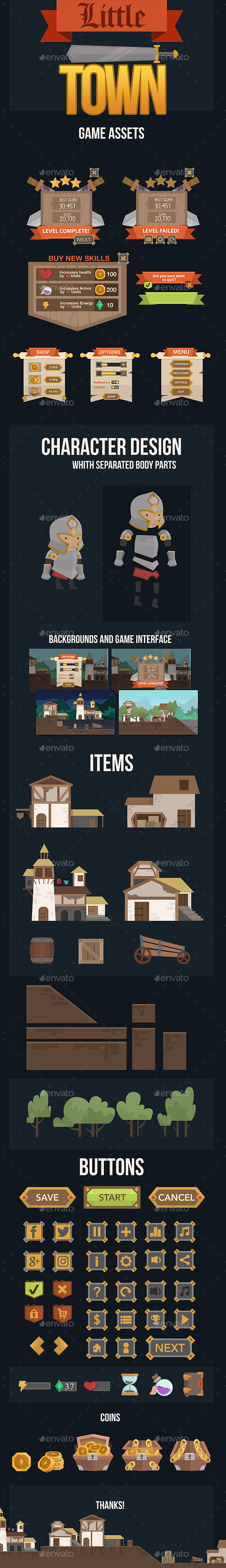 Little Town Game Interface - User Interfaces Game Assets
