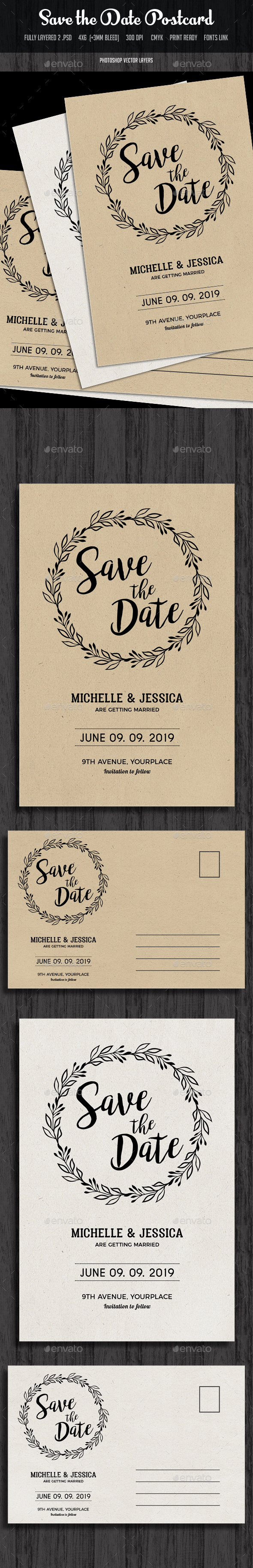 Save the Date Invitation Postcard - Cards & Invites Print Templates