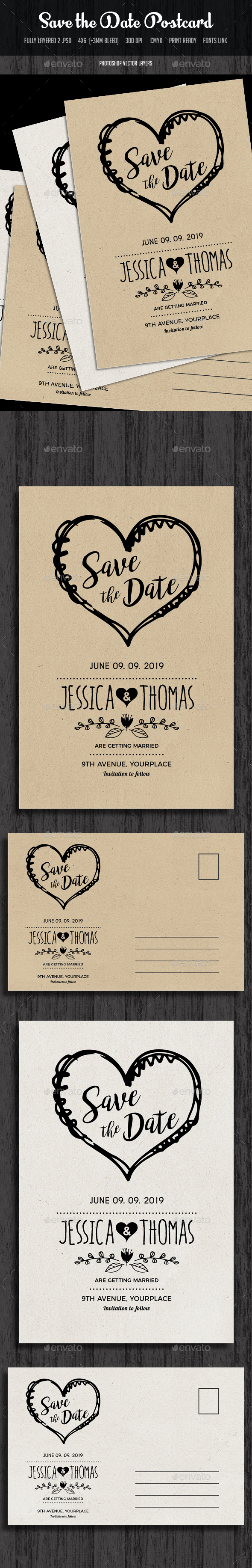 Save the Date Postcard - Cards & Invites Print Templates