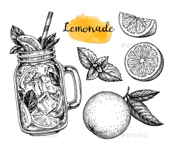 Lemonade and Ingredients. - Food Objects