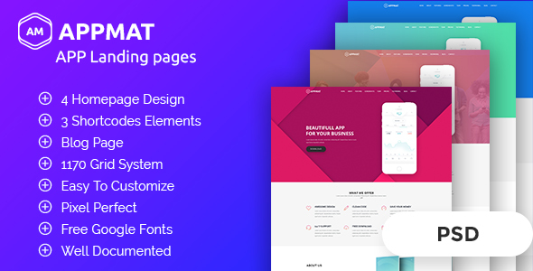 APPMAT - App Landing Page PSD Template - Business Corporate