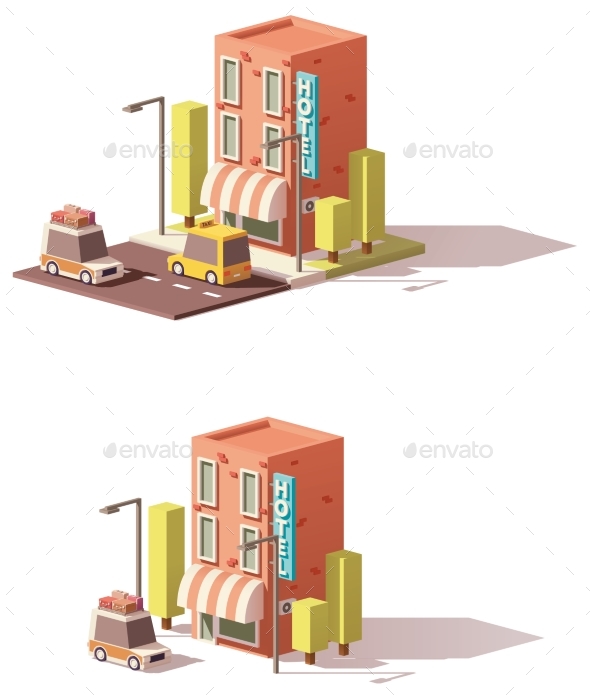 Vector Low Poly Hotel Icon