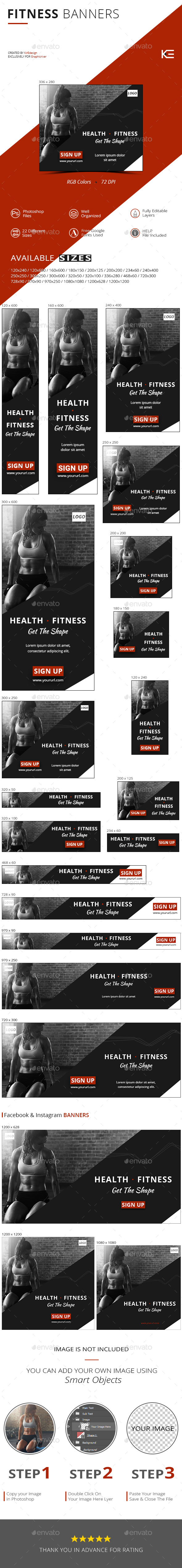 Fitness Banners - Banners & Ads Web Elements