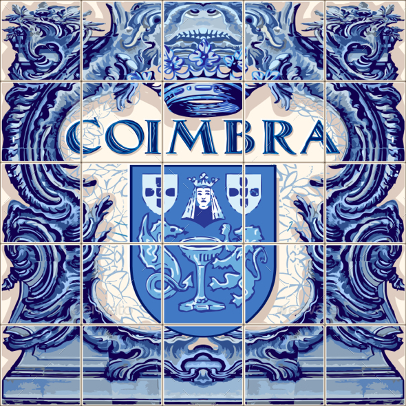Coimbra Ceramic Tile Beautiful Vector Souvenir - Vectors