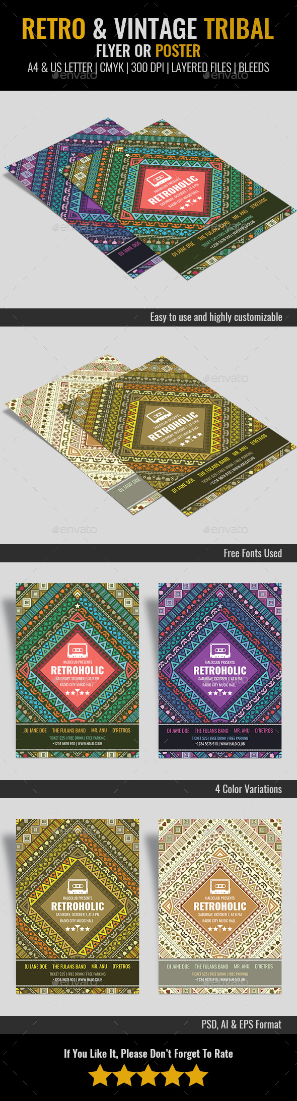 Vintage & Retro Party Tribal Poster Or Flyer - Events Flyers