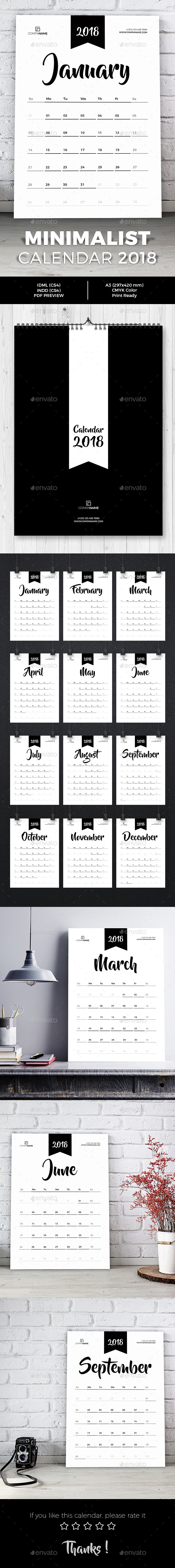 Minimalist Calendar 2018 - Calendars Stationery