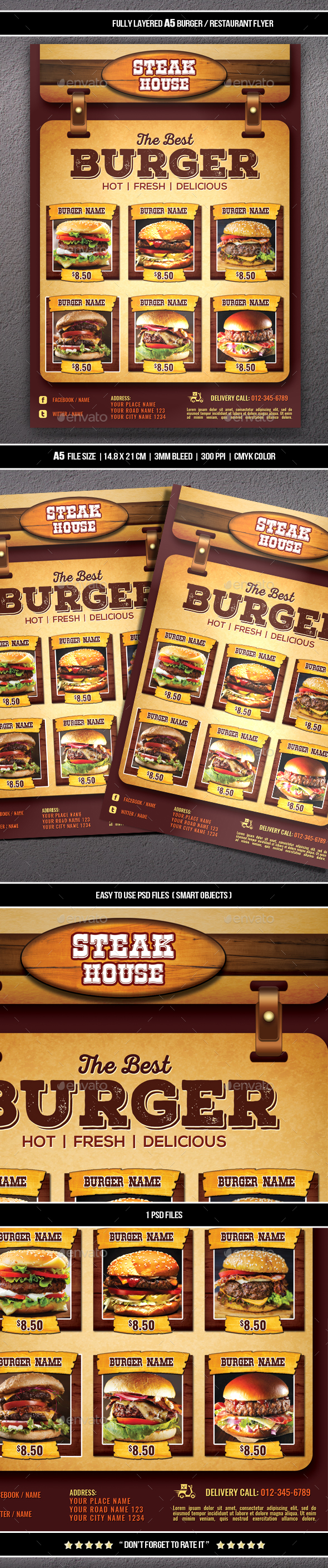 Burger/Restaurant Flyer (A5) - Restaurant Flyers
