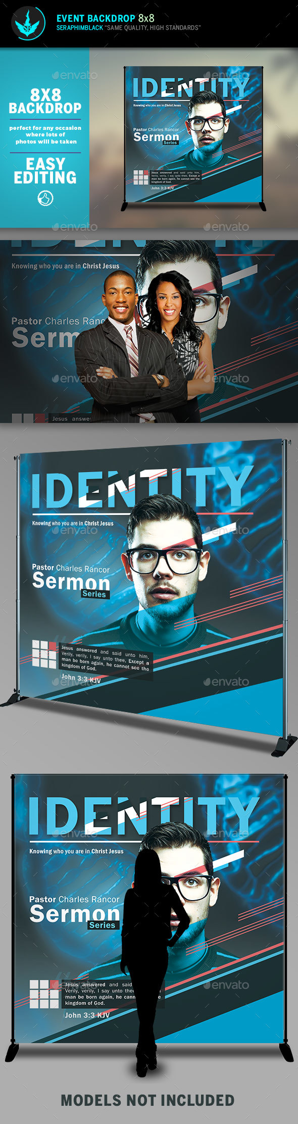Identity 8x8 Event Backdrop Template - Signage Print Templates