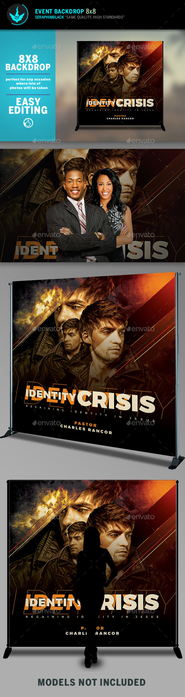 Identity Crisis 8x8 Event Backdrop Template - Signage Print Templates