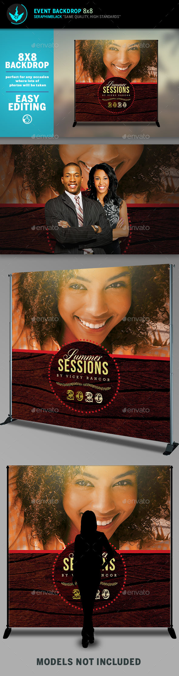 Summer Sessions 8x8 Event Backdrop Template - Signage Print Templates