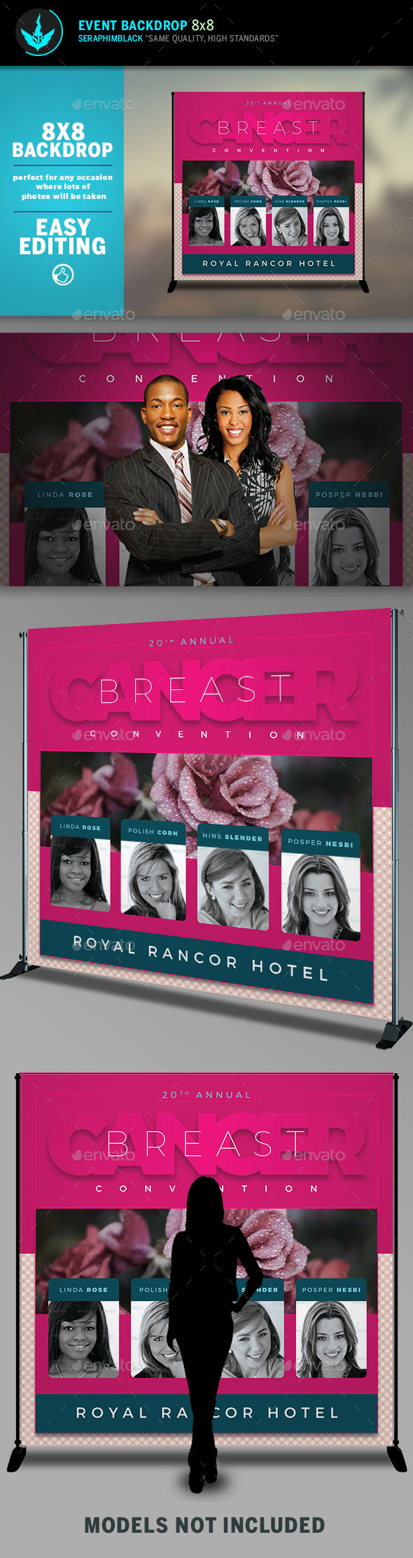 Breast Cancer Convention 8x8 Event Backdrop Template - Signage Print Templates