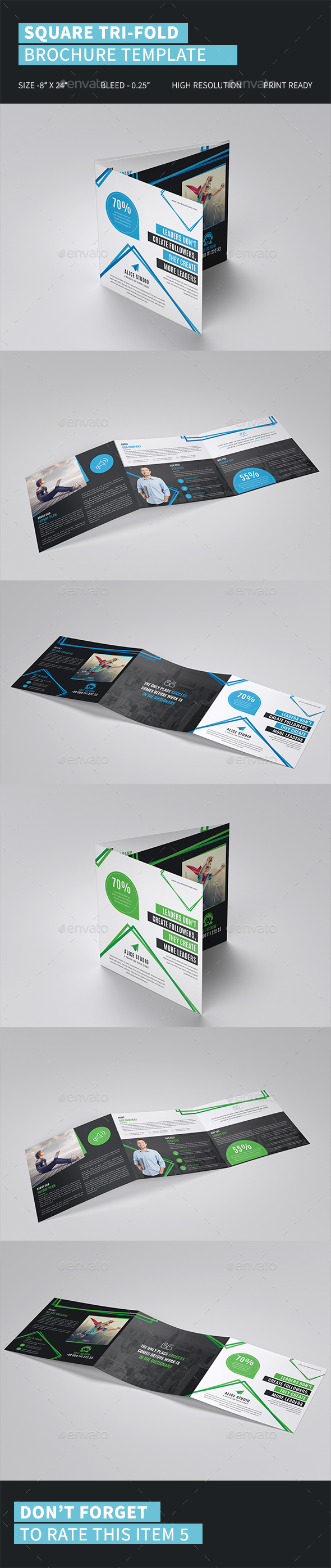 Square Tri-Fold Brochure Template - Corporate Brochures