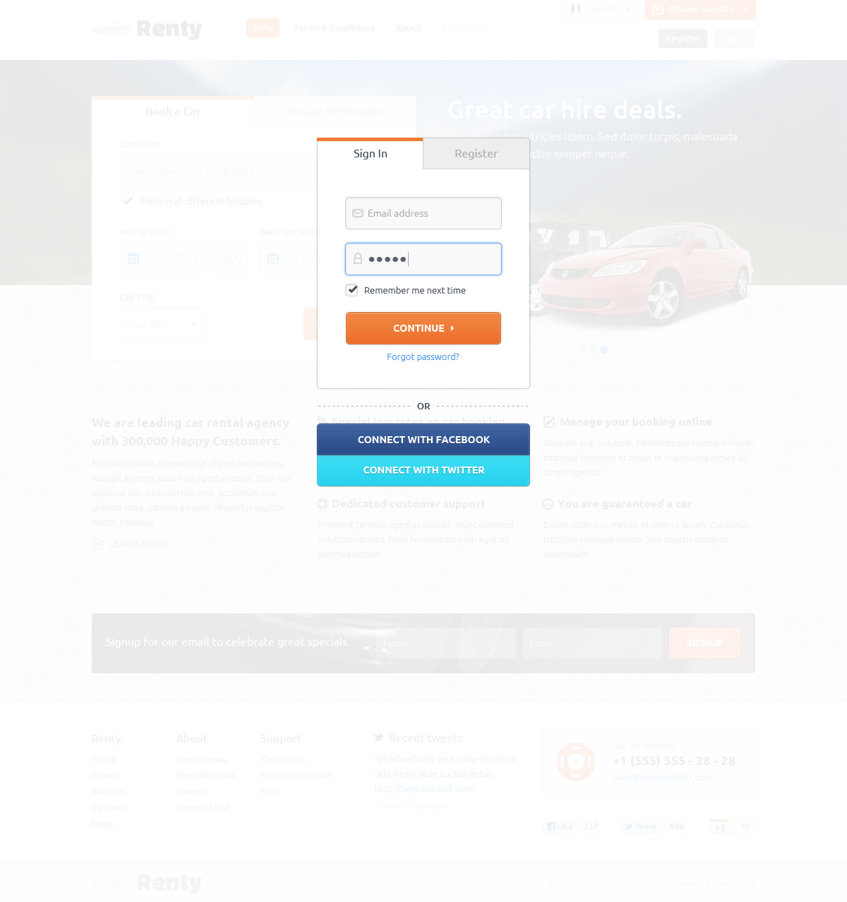 Renty Car Rental & Booking HTML5 Template by bestwebholding ThemeForest