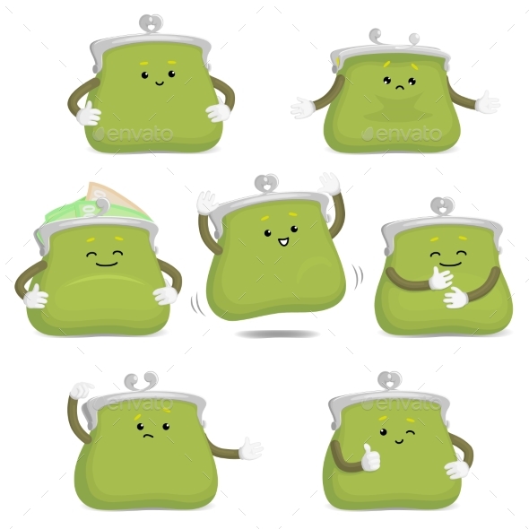 Purse, Wallet Character, Emoticons - Miscellaneous Vectors
